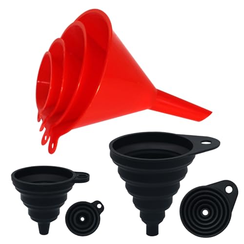 Kitchen Funnel Set 6 Pcs (Red & Black)