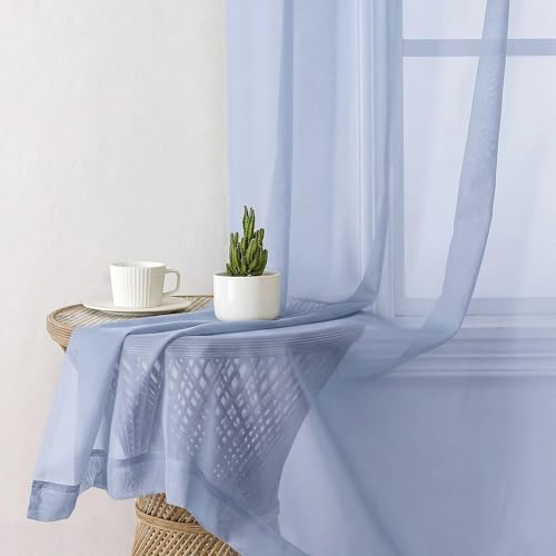 Denim Blue Sheer Curtains 72 Inches Long 2 Panels (Denim Blue / 42"W x 72"L (Pack of 2))