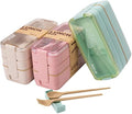 3 Pack Stackable Bento Box Adult Japanese Lunch Box Kit with Spoon & Fork (Green/Pink/Beige / 3 pack)