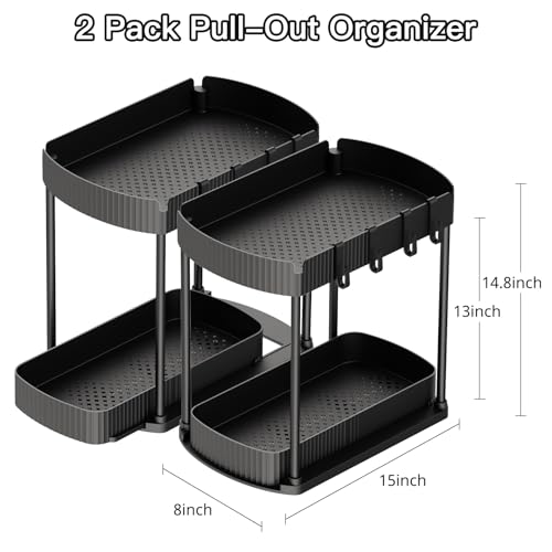 2 Packs Under Sink Pull (Black / 14.8 Inch)