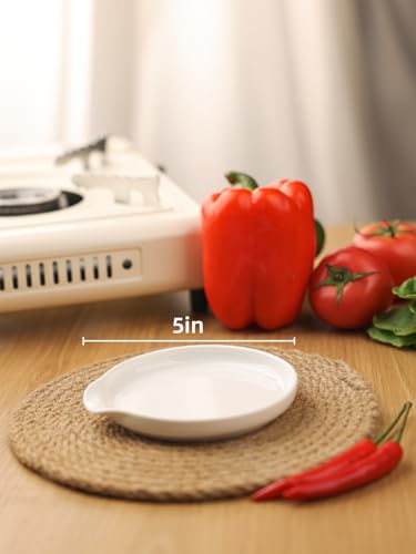 Ceramic Spoon Rest for Stove Top 5 Inches Large Spoon Holder for kitchen Counter (White)