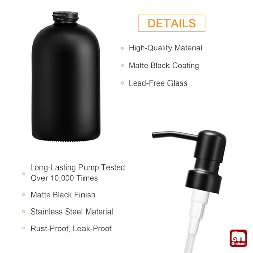 Black Soap Dispenser (Black Bottle + Black Pump / 1 Pack - 15oz)