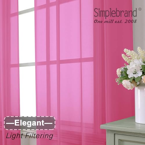 Hot Pink Sheer Curtains 84 Inches Long (Hot Pink / 42"W x 84"L (Pack of 2))
