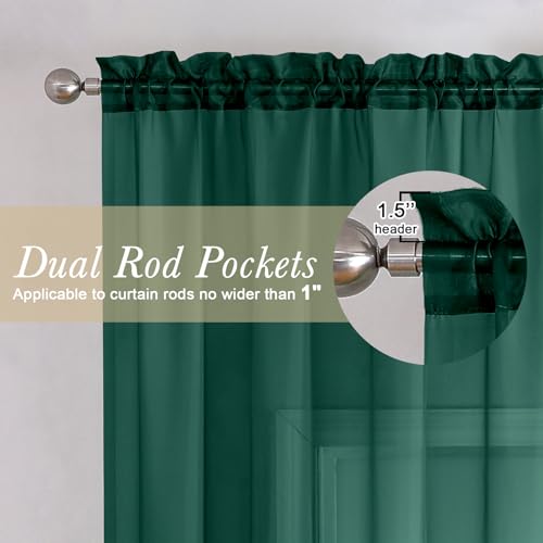 Hunter Green Sheer Curtains 78 Inches Long 2 Panels (Hunter Green / 42"W x 78"L (Pack of 2))