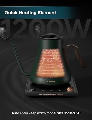 Gooseneck Electric Kettle with ±1℉ Temperature Control (Forest Green)