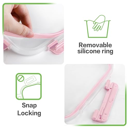 24pc Glass Food Storage Containers with Lids (Pink / 12 Pack)
