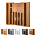 Large Premium Acacia Silverware Organizer (9 Slots Expandable / Acacia)