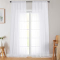 Extra Long Sheer White Curtains for Bedroom Living Room 120 Inches Long 2 Panels Set (White / 42"W x 120"L (Pack of 2))