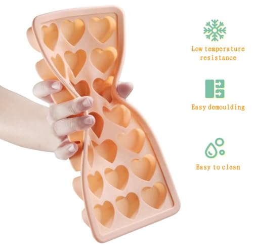 2 Pack Heart Shaped Ice Cube Trays (2 Pack Pink)