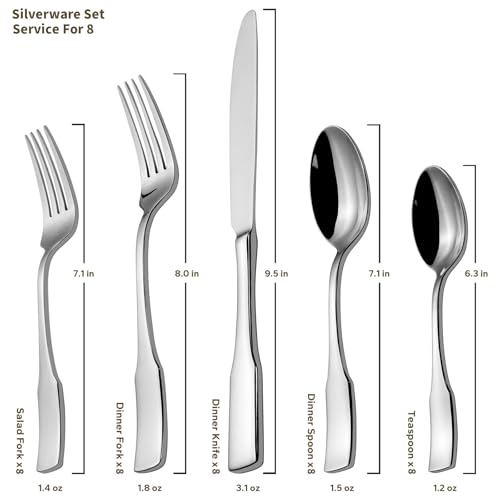 Kate 45 Piece Silverware With Utensil (Silver / 45 pieces for 8)