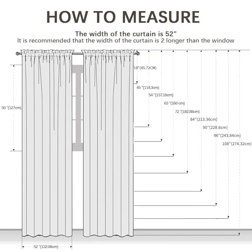 Solid Sheer Rod Pocket Curtain Voile Draperies 4 Panels Ivory Beige Black Grey White 52 Inch Width 84 Inch Long 1 Pair for Kitchen Bedroom Children Living Room Yard (Ivory / 52"W x 84"L (Pack of 4))