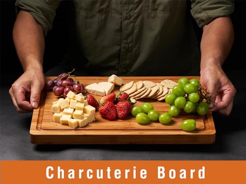 Bamboo Cutting Boards for Kitchen (14"L x 10"W)
