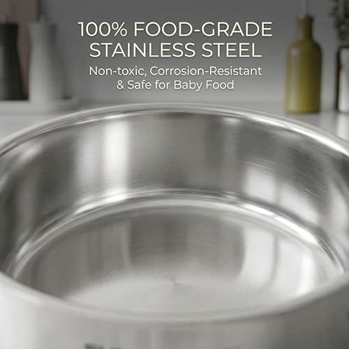 2 QT Stainless Steel Saucepan with Lid and Steamer Basket Insert