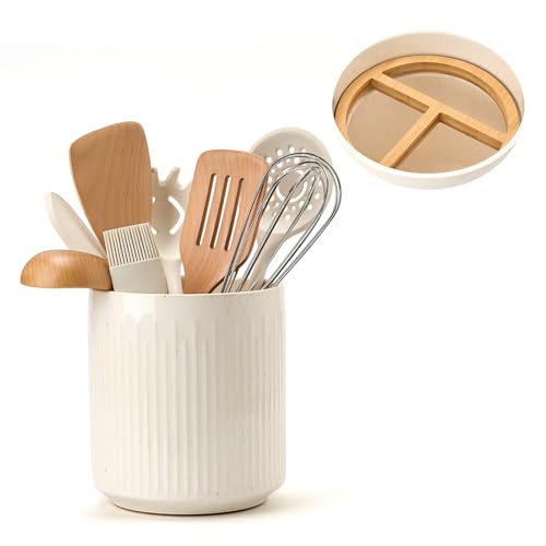 JIEMEI HOME Kitchen Utensil Holder (Aged Ivory Speckle)