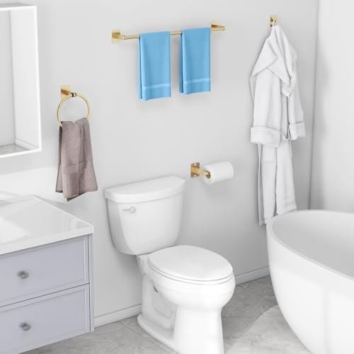 Bathroom Accessories Set (Gold / 24 inch (4 Piece))