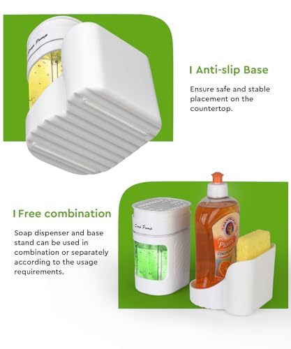 Kitchen Dish Soap Dispenser with Sponge Holder (White)