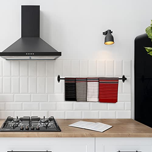 Kitchen Towel Cotton Dish Towes 20”x30” (20" x 30" (Set of 12) / 082 White/Grey/Black/Red)
