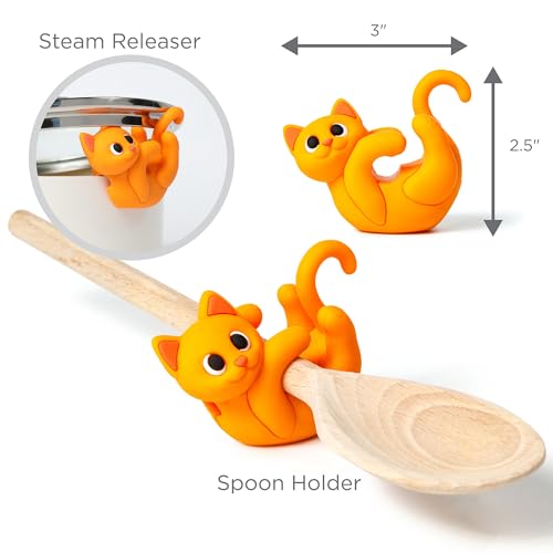 Itera Orange Silicone Cat Spoon Rest Kitchen Gadget Utensil Holder (Orange)