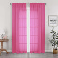 Hot Pink Sheer Curtains for Bedroom Living Room 72 Inches Long 2 Panels Set (Hot Pink / 42"W x 72"L (Pack of 2))