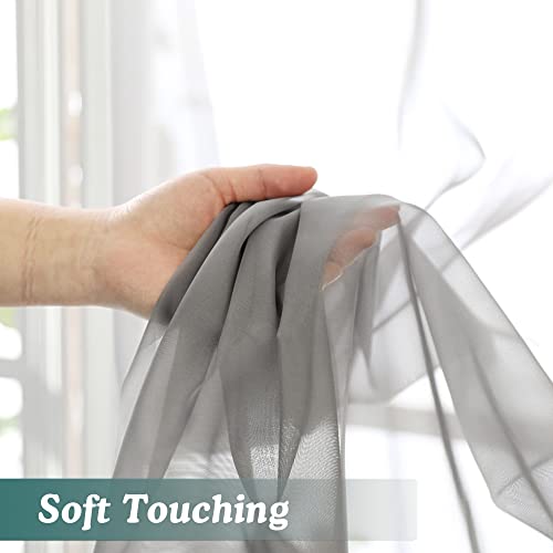 120 Inch Long Sheer Curtains for Bedroom (Charcoal Grey / 42"W x 120"L (Pack of 2))