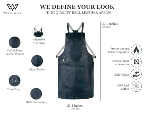 Full Grain Leather & Canvas Apron (Green-001)