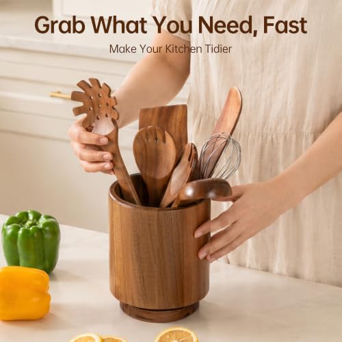 Wooden Utensil Holder (Natural / 1 Compartment)