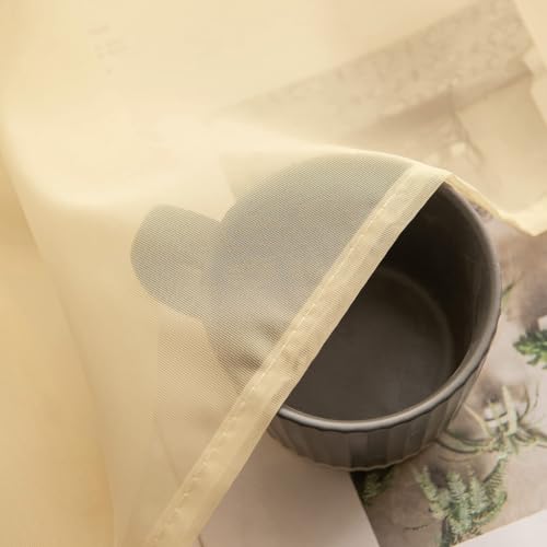 Cream Beige Sheer Curtains 54 X 45 Inches (Cream Beige / 54"W x 45"L (Pack of 2))