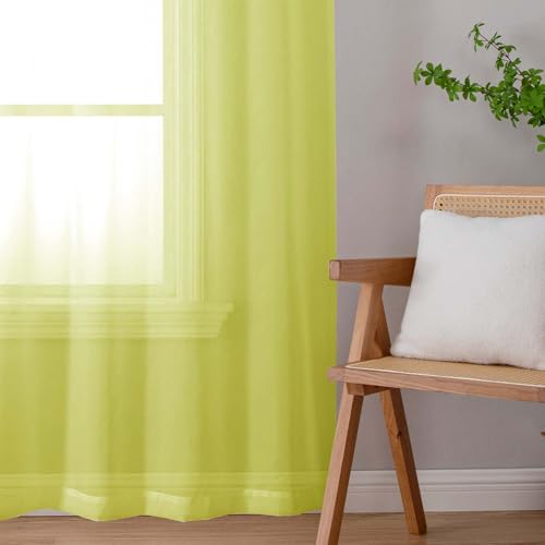 Lemon Sheer Curtains 96 Inches Long 2 Panels (Lemon / 42"W x 96"L (Pack of 2))