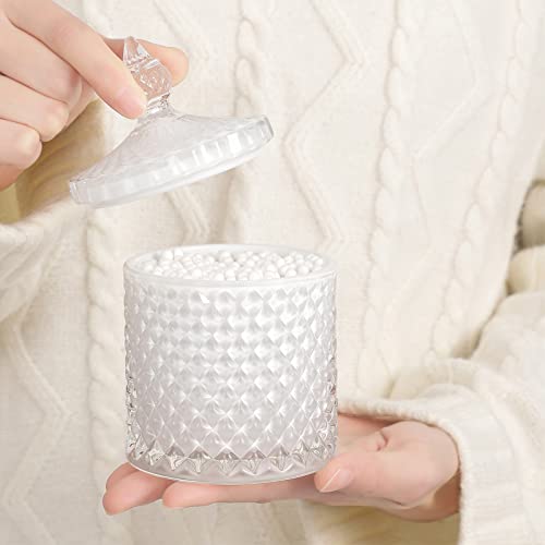 2 Pack Qtip Holder Apothecary Jars with Lid (10 oz (2 pack) / White)