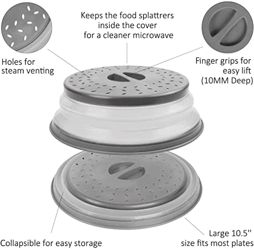 Microwave Splatter Cover for Food & Silicone Mat (Grey Cover & Mat 10.5 Inch)