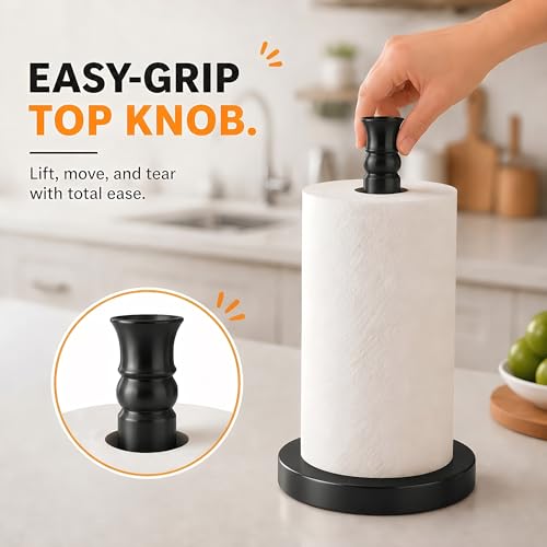 Black Paper Towel Holder Countertop (Black)