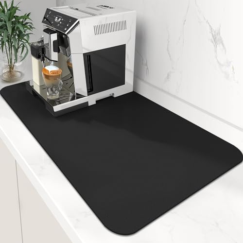 Coffee Mat Super Absorbent Dish Drying Mat Coffee Bar Mat 17"x 30" (Black / 17" x 30")