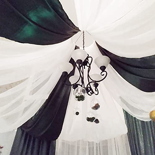 White Sheer Scarf Valances for Windows 216 Inch Extra Long (White / 42"W x 216"L (Pack of 2))