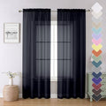 Black Sheer Curtains 84 Inches Long for Living Room (Black / 40"W x 84"L (Pack of 2))