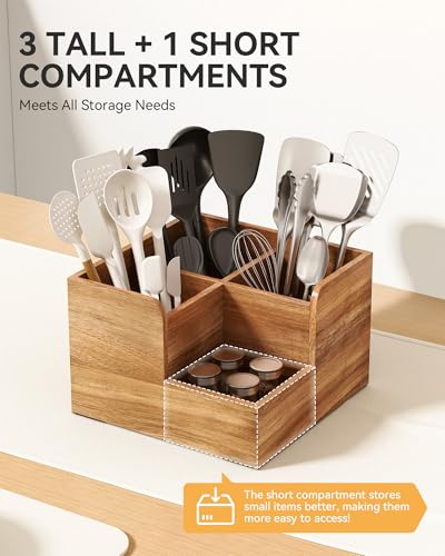 Kitchen Utensil Holder with Stone Drying Mats (WOOD COLOR)