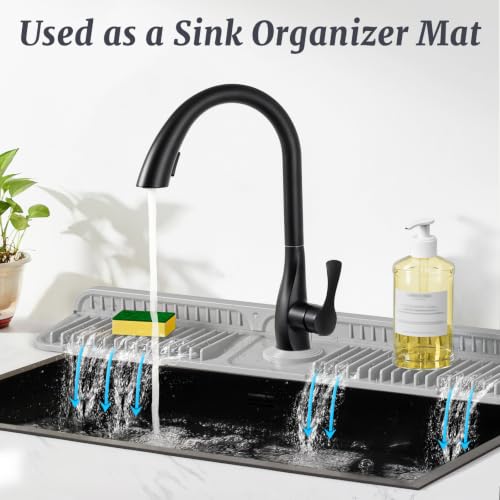 24 Inch Faucet Mat for Kitchen Sink Splash Guard (Light Grey / 23.6" x 5.5")