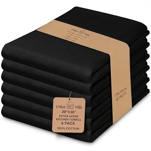 Kitchen Towels Cotton Dish Towels 20”x30” (20" x 30" (Set of 6) / 010 Black)
