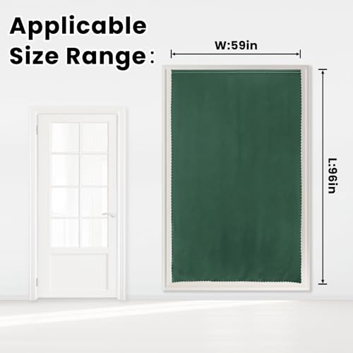 Blackout Curtains for Bedroom Sticky Curtain Blackout Window Cover Self Adhesive Curtains Rod No Drillng (59"W x 96"L (Pack of 1) / Dark Green)