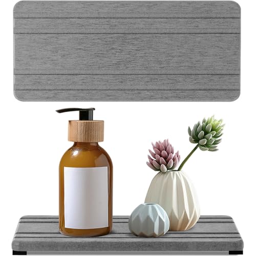 2PCS Water Absorbing Stone Tray (2pcs 21×10cm Gray Stripe)