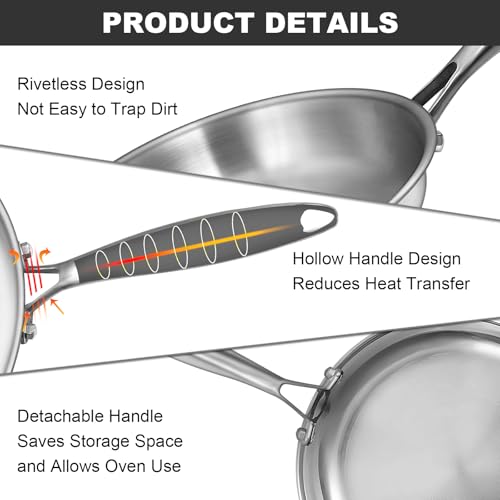 Tri Ply Stainless Steel Frying Pans Set