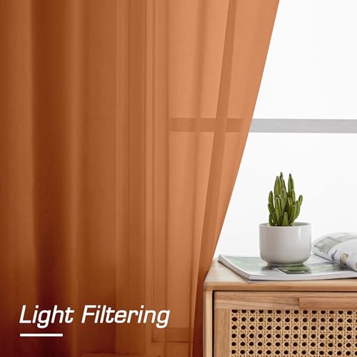 Sheer Orange Curtains (Orange / 42"W x 78"L (Pack of 2))