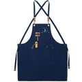Chef Canvas Aprons with 3 Large Pockets Adjustable Strap for Men Women Blue (Blue)