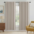 Natural Beige 100% Blackout Linen Curtains 72 Inches for Bedroom (Natural Beige / 52"W x 72"L (Pack of 2))