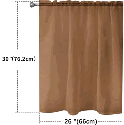 Basic Rod Pocket Sheer Voile Window Curtain Panels Brown 1 Pair 2 Panels 26 Width 30 Inch Long for Kitchen Bedroom Children Living Room Yard (Brown / 26"W x 30"L (Pack of 2))