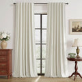 100% Blackout Curtains Natural Linen Blended (Cream Beige / 52"W x 95"L (Pack of 2))