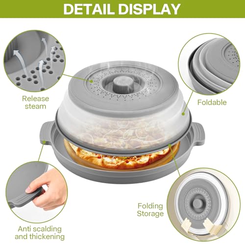 2 Pack Microwave Splatter Cover for Food with Anti (2 Pcs Gray)
