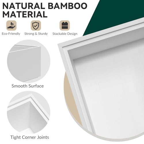 Bamboo Kitchen Drawer Organizer (6 x 3 x 2 Inch / White)