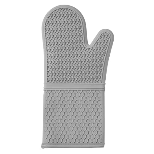 2 Piece Silicone Oven Mitts Set 1 Case of 13.98 x 7.28 x 1.57 Inches Cotton Lined Heat Resistant Gloves (Gray / Oven Mitt)