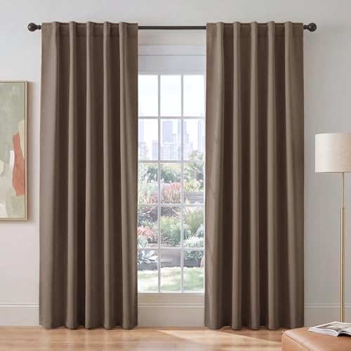 Blackout 80 inch Length Curtains 2 Panels Set (Mocha / 42"W x 80"L (Pack of 2))