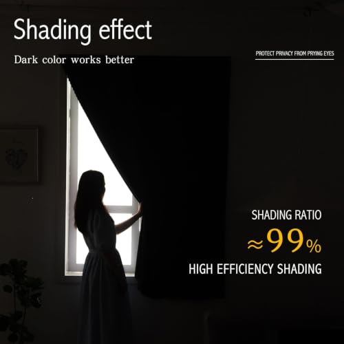 Instant Blackout Window Curtain with Reusable Adhesive (71"W x 72"L (Pack of 2) / Pink)